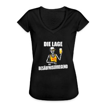 Die Lage ist Besäufniserregend Bier Skelett - Frauen Vintage T-Shirt - Schwarz - Vorne - Danielle (179cm)