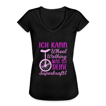 Einrad - Frauen Vintage T-Shirt - Schwarz - Vorne
