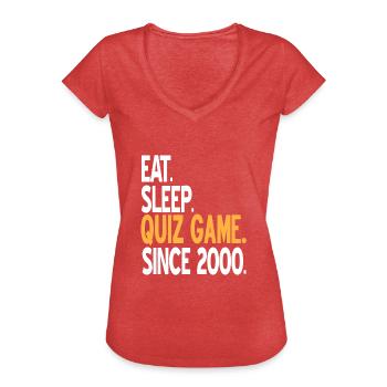 Manger. Dormir. JEU DE QUIZ. Depuis 2000 Awesome Retro - T-shirt vintage Femme - rouge chiné - Devant - Danielle (179cm)