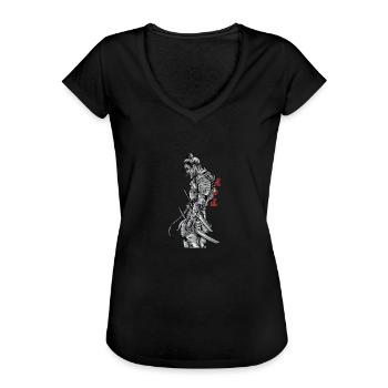 Samurai I Japanese Tattoo Manga Anime Mask for - Women's Vintage T-Shirt - black - Front - Danielle (179cm)