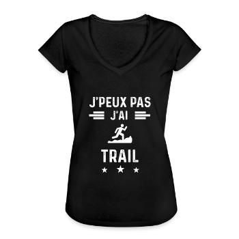 traileur je peux pas j'ai trail - T-shirt vintage Femme - noir - Devant - Danielle (179cm)