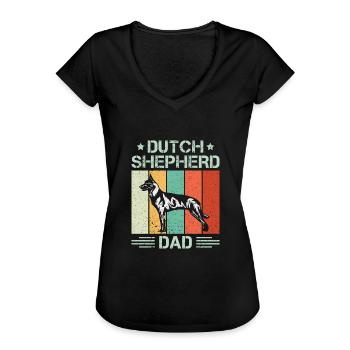 Holländischer Schäferhund Berger hollandais - T-shirt vintage Femme - noir - Devant - Danielle (179cm)