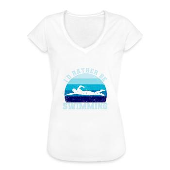 Lustige Schwimmer Liebhaber Pool Schwimmen - Frauen Vintage T-Shirt - Schwarz - Vorne - Danielle (179cm)