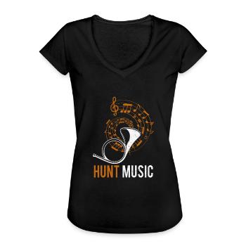 Jagdhorn Jäger Musik gruppen design - Frauen Vintage T-Shirt - Schwarz - Vorne