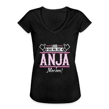 Anja Geschenkidee Geschenk Geburtstag - Frauen Vintage T-Shirt - Schwarz - Vorne - Danielle (179cm)