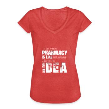 Pharmacie - T-shirt vintage Femme - rouge chiné - Devant - Danielle (179cm)