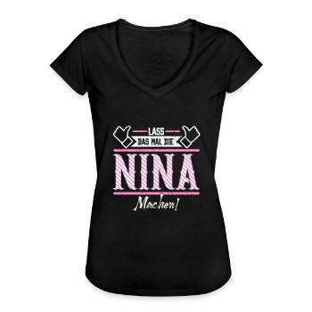 Nina Geschenkidee Geschenk Geburtstag - Frauen Vintage T-Shirt - Schwarz - Vorne - Danielle (179cm)