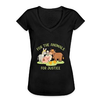 For The Animals, For Justice - Women's Vintage T-Shirt - black - Front - Danielle (179cm)