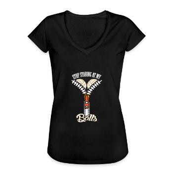 Volleyball Stop Staring Women Boobs - Women's Vintage T-Shirt - black - Front