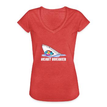 Saint-Valentin Requin Heartbreaker Drôle de cœurs Requins - T-shirt vintage Femme - rouge chiné - Devant - Danielle (179cm)