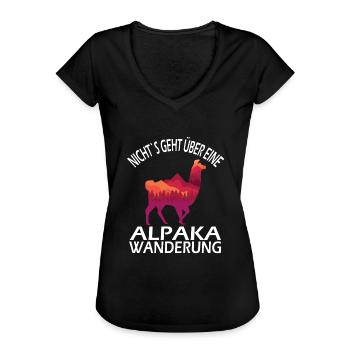 Alpaka und Lama Wanderung - Frauen Vintage T-Shirt - Schwarz - Vorne - Danielle (179cm)
