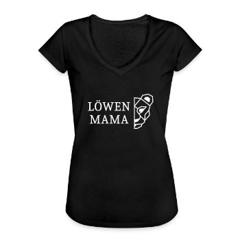 Löwen Mama Mask Lines Sohn Zeichen Des Tierkreises - Frauen Vintage T-Shirt - Schwarz - Vorne - Danielle (179cm)