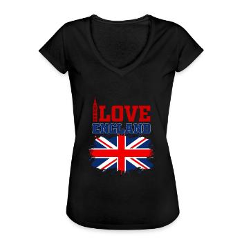 England Flag Union Jack Great Britain Flag - Women's Vintage T-Shirt - black - Front