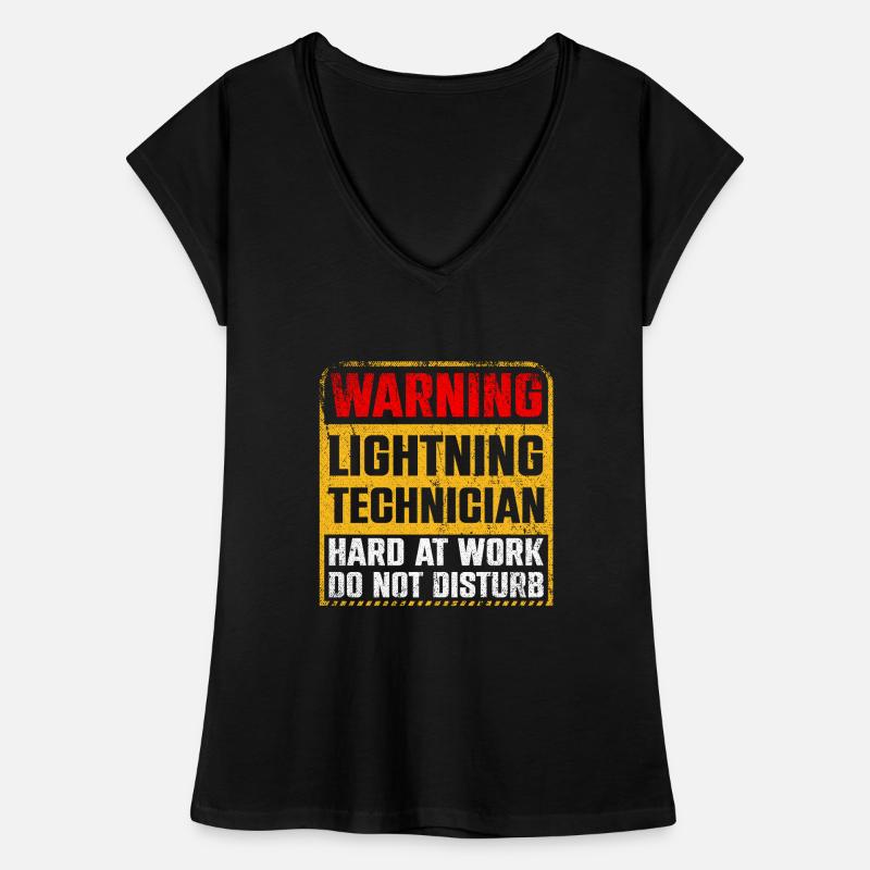 Warning Lightning Technician At Work Frauen Vintage T-Shirt