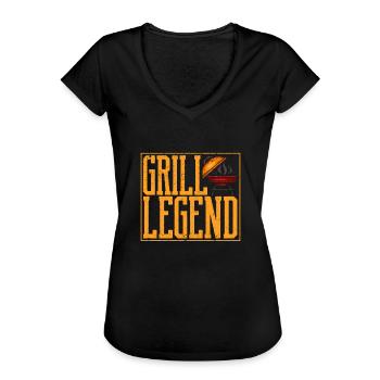 Grill Legend BBQ Meat Smoking Grilling Love - Women's Vintage T-Shirt - black - Front - Danielle (179cm)