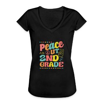 Peace Out 2nd Grade Second Graduation Last Day - Women's Vintage T-Shirt - black - Front - Danielle (179cm)