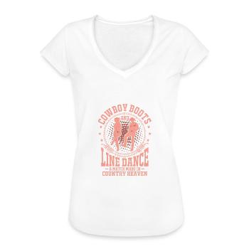 Bottes de cow-boy et danse en ligne Musique country occidentale - T-shirt vintage Femme - noir - Devant - Danielle (179cm)