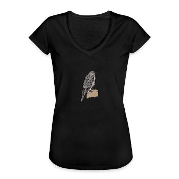 Sperber Vogel I Greifvogel Motiv für Ornithologen - Frauen Vintage T-Shirt - Schwarz - Vorne - Danielle (179cm)