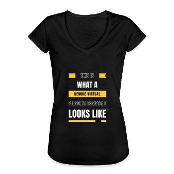Professeur d’éducation physique virtuel débutant - T-shirt vintage Femme - noir - Devant - Danielle (179cm)