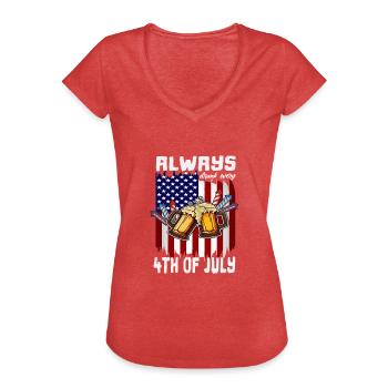 4th of July Day Drinkng Always Drunk US Flag - T-shirt vintage Femme - rouge chiné - Devant - Danielle (179cm)