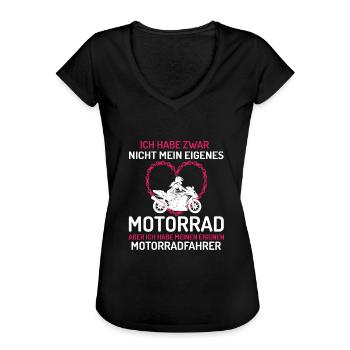 Ich H Meinen Eigenen Motorradfahrer - Frauen Vintage T-Shirt - Schwarz - Vorne - Danielle (179cm)