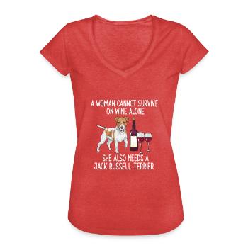 Jack Russell Terrier - T-shirt vintage Femme - rouge chiné - Devant - Danielle (179cm)