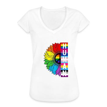 Humain Tournesol Arc-en-ciel Drapeau LGBT Gay Pride Fier - T-shirt vintage Femme - noir - Devant - Danielle (179cm)