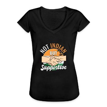 Not Indian But Supportive Country Traveler India - Frauen Vintage T-Shirt - Schwarz - Vorne - Danielle (179cm)