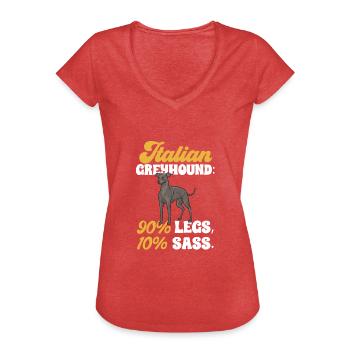 Lévrier italien Greyhound Chiens - T-shirt vintage Femme - rouge chiné - Devant - Danielle (179cm)
