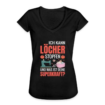 Löcher Stopfen Superkraft Nähen - Frauen Vintage T-Shirt - Schwarz - Vorne - Danielle (179cm)
