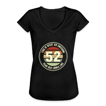 52. Geburtstag so sieht man mit 52 Retro Geschenk - Frauen Vintage T-Shirt - Schwarz - Vorne - Danielle (179cm)