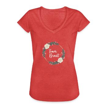Team Braut I Blumenkranz Hochzeit Boho Stil - Frauen Vintage T-Shirt - Rot meliert - Vorne - Danielle (179cm)