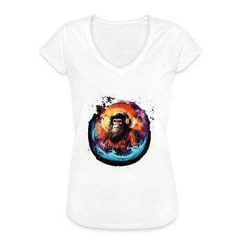 Astronaut Gorrilla - Outer Space Universe Monkey, - Women's Vintage T-Shirt - black - Front - Danielle (179cm)