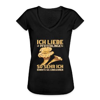 Pilzsucher Mykologe Pilzjäger Pfifferlingsammler - Frauen Vintage T-Shirt - Schwarz - Vorne - Danielle (179cm)