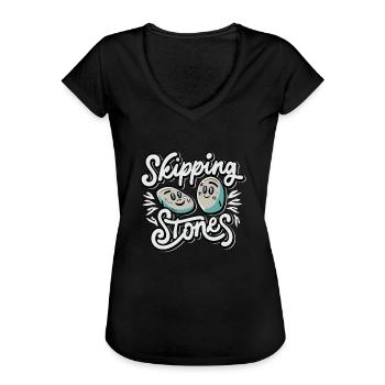Skipping Stones - Women's Vintage T-Shirt - black - Front - Danielle (179cm)