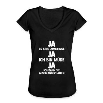 Mutter Mama von Zwillingen Zwillingsmama - Frauen Vintage T-Shirt - Schwarz - Vorne