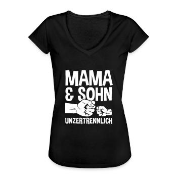 Mutter Muttertag Mama und Sohn - Frauen Vintage T-Shirt - Schwarz - Vorne
