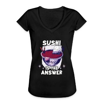 Kawaii Japon ramen fan lover nigiri maki - T-shirt vintage Femme - noir - Devant - Danielle (179cm)