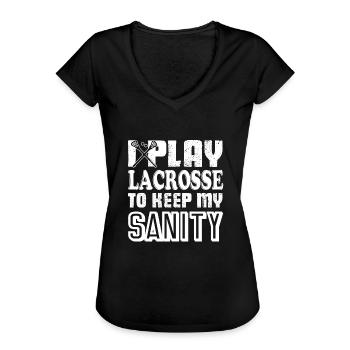 Lacrosse I Play Lacrosse To Keep My Sanity - Women's Vintage T-Shirt - black - Front - Danielle (179cm)