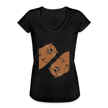 Kleiner Biber-Humor - Frauen Vintage T-Shirt - Schwarz - Vorne - Danielle (179cm)
