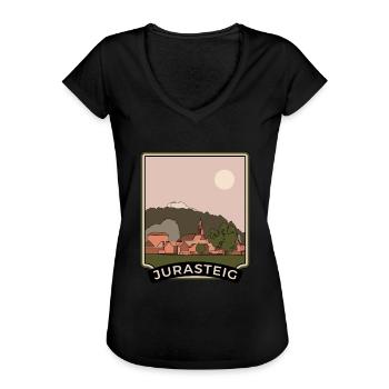 Sentier du Jura - T-shirt vintage Femme - noir - Devant - Danielle (179cm)