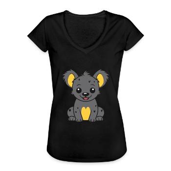 Hyäne - Frauen Vintage T-Shirt - Schwarz - Vorne - Danielle (179cm)