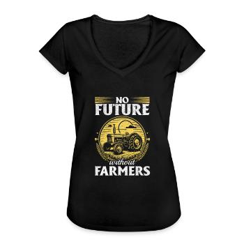 Pas d’avenir sans agriculteurs - T-shirt vintage Femme - noir - Devant - Danielle (179cm)