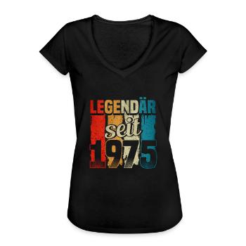 Jahrgang 1975, Legendär seit 1975, Geburtstag - Frauen Vintage T-Shirt - Schwarz - Vorne - Danielle (179cm)