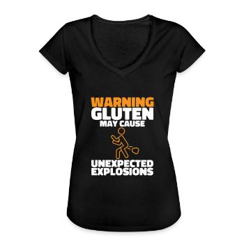 Sans gluten Intolérance au gluten - T-shirt vintage Femme - noir - Devant - Danielle (179cm)