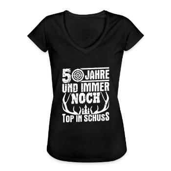 50. Geburtstag Jäger Geschenkidee - Frauen Vintage T-Shirt - Schwarz - Vorne - Danielle (179cm)
