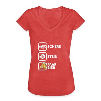 Schere, Stein, Paar, Bier - das perfekte Outfit - Frauen Vintage T-Shirt - Rot meliert - Vorne - Danielle (179cm)