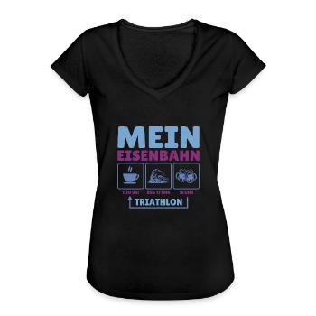 My Railway Triathlon Railway Locomotive - Women's Vintage T-Shirt - black - Front - Danielle (179cm)