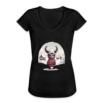 Krampus T | Krampus Kostüm | Dämonischer Krampus - Frauen Vintage T-Shirt - Schwarz - Vorne