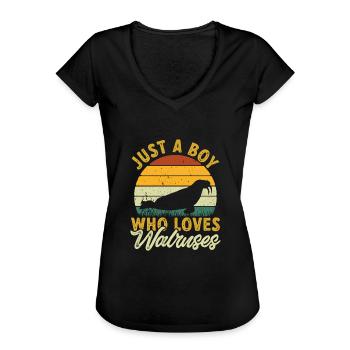 Walross - Frauen Vintage T-Shirt - Schwarz - Vorne - Danielle (179cm)